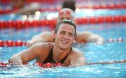 30 July 2009; Ryan Lochte, USA, after winning the Men's 200m Individual Medley Final in a new World Record time of 1:54.10. FINA World Swimming Championships Rome 2009, Foro Italico, Rome, Italy. Picture credit: Brian Lawless / SPORTSFILE