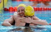 30 July 2009; Australia's Jessicah Schipper is congratulated by Samantha Hamill, of Australia, after the Final of the Women's 200m Butterfly. Schipper won the final in a time of 2:03.41 to set a new Championship and World Record. FINA World Swimming Championships Rome 2009, Foro Italico, Rome, Italy. Picture credit: Brian Lawless / SPORTSFILE