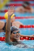 30 July 2009; Jing Zhao, of China, celebrates after winning the Women's 50m Backstroke in a World Record time of 27.06. FINA World Swimming Championships Rome 2009, Foro Italico, Rome, Italy. Picture credit: Brian Lawless / SPORTSFILE