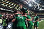 16 November 2015; Jonathan Walters, Republic of Ireland, is congratulated by team-mates after scoring his side's second goal of the game. UEFA EURO 2016 Championship Qualifier, Play-off, 2nd Leg, Republic of Ireland v Bosnia and Herzegovina. Aviva Stadium, Lansdowne Road, Dublin. Picture credit: Ramsey Cardy / SPORTSFILE