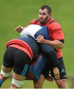 17 November 2015; Munster's James Cronin feels the impact of a tackle during squad training. University of Limerick, Limerick. Picture credit: Diarmuid Greene / SPORTSFILE