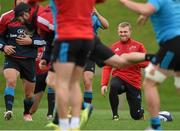 17 November 2015; Munster's Keith Earls stretches during squad training. University of Limerick, Limerick. Picture credit: Diarmuid Greene / SPORTSFILE