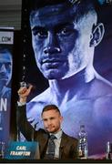 18 November 2015; Carl Frampton, IBF Champion, during an IBF and WBA World Super Bantamweight unification clash press conference. Europa Hotel, Belfast, Co. Antrim. Picture credit: Oliver McVeigh / SPORTSFILE