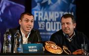 18 November 2015; Scott Quigg, left, WBA Champion, with his trainer Joe Gallagher during an IBF and WBA World Super Bantamweight unification clash press conference. Europa Hotel, Belfast, Co. Antrim. Picture credit: Oliver McVeigh / SPORTSFILE