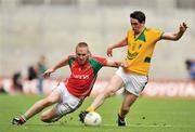 9 August 2009; Peadar Byrne, Meath, in action against David Heaney, Mayo. GAA Football All-Ireland Senior Championship Quarter-Final, Meath v Mayo, Croke Park, Dublin. Picture credit: David Maher / SPORTSFILE