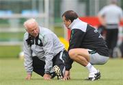 9 August 2009; Republic of Ireland manager Giovanni Trapattoni in conversation with assistant manager Marco Tardelli during squad training ahead of their international friendly against Australia on Wednesday. Republic of Ireland Squad Training, St. Michael's FC, Co. Tipperary. Picture credit: Diarmuid Greene / SPORTSFILE