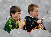 9 August 2009; Meath supporters Ben Lowe, nine years, left, and Alan Lynam, ten years, from Wilkinstown, Navan, enjoy an ice cream in the Cusack Stand before the game. GAA Football All-Ireland Senior Championship Quarter-Final, Meath v Mayo, Croke Park, Dublin. Picture credit: Ray McManus / SPORTSFILE