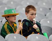 9 August 2009; Meath supporters Alan Lynam, ten years, right, and nine year old Ben Lowe, both from Wilkinstown, Navan, enjoy an ice cream before the game. GAA Football All-Ireland Senior Championship Quarter-Final, Meath v Mayo, Croke Park, Dublin. Picture credit: Ray McManus / SPORTSFILE