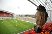11 August 2009; A decoy owl in Thomond Park, which is used to deter birds from the stands, looks out over Australia squad training ahead of their international friendly against the Republic of Ireland on Wednesday night. Australia squad training, Thomond Park, Limerick. Picture credit: Diarmuid Greene / SPORTSFILE