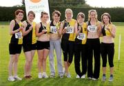 8 August 2009; The Women's Kilkenny City Harriers team celebrate with their Division 1 gold medals at the Woodie's DIY Club League Final. Woodie's DIY Club League Final, Tullamore Harriers, Tullamore, Co. Offaly. Picture credit: Pat Murphy / SPORTSFILE