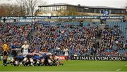 15 November 2015; The Leinster and Wasps packs engage in a scrum during the game. European Rugby Champions Cup, Pool 5, Round 1, Leinster v Wasps. RDS, Ballsbridge, Dublin. Picture credit: Brendan Moran / SPORTSFILE