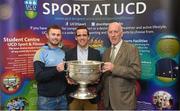 18 Novemeber 2015; Ger Brennan, Gaelic Games Executive, UCD, GAA GPA All-Star Footballer of the Year Jack McCaffrey and Brian Mullins, Director of Sport, UCD, all holders of GAA Football All-Ireland winners medals with Dublin in attendance at the UCD GAA Scholarship Awards evening in UCD, Dublin. Picture credit: Stephen McCarthy / SPORTSFILE
