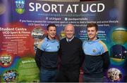18 Novemeber 2015; Mickey Dolan, UCD GAA Graduate Committee, with Ryan Wylie, Monaghan, left, and Niall Kelly, Kildare, recipients of the UCD GAA Graduate scholarships. at the UCD GAA Scholarship Awards evening in UCD, Dublin. Picture credit: Stephen McCarthy / SPORTSFILE