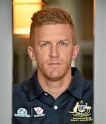 19 November 2015; Australia's Dustin Fletcher during a media briefing. Australia Media Briefing, EirGrid International Rules 2015. Hilton Hotel, Dublin. Picture credit: Cody Glenn / SPORTSFILE