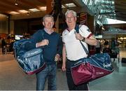 20 November 2015; The Galway management team of Malachy Hanley, left, and James 'Tex' O'Callaghan, at Shannon Airport ahead of their departure to Boston for the AIG Fenway Hurling Classic and Irish Festival. Shannon Airport, Shannon, Co. Clare. Picture credit: Diarmuid Greene / SPORTSFILE