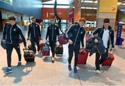 20 November 2015; Galway players, from left to right, Cathal Mannion, Iarla Tannian, Greg Lally, Conor Whelan and Eanna Burke arrive at Shannon Airport ahead of their departure to Boston for the AIG Fenway Hurling Classic and Irish Festival. Shannon Airport, Shannon, Co. Clare. Picture credit: Diarmuid Greene / SPORTSFILE