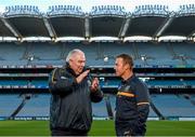 20 November 2015; Ireland manager Joe Kernan in conversation with Australia manager Alastair Clarkson during the captain's call ahead of their side's EirGrid International Rules clash at Croke Park, Dublin. Picture credit: Stephen McCarthy / SPORTSFILE