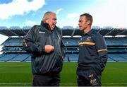 20 November 2015; Ireland manager Joe Kernan in conversation with Australia manager Alastair Clarkson during the captain's call ahead of their side's EirGrid International Rules clash at Croke Park, Dublin. Picture credit: Stephen McCarthy / SPORTSFILE