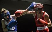 20 November 2015; Terry McEntee, left, Old School Boxing Club, trades punches with Mark Corcoran, Corinthians Boxing Club, during the 54kg contest. IABA Elite Boxing Championships. National Stadium, Dubllin. Picture credit: David Maher / SPORTSFILE