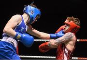 20 November 2015; Scitt Hanaway, right, St. Saviors Boxing Club, trades punches with Thomas Myers, Sligo City Boxing Club, during the 60kg contest. IABA Elite Boxing Championships. National Stadium, Dubllin. Picture credit: David Maher / SPORTSFILE