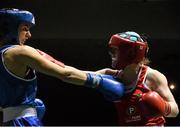 20 November 2015; Elaine Harrison, right, Ardnare Boxing Club, trades punches with Jade Corcoran, Crumlin Boxing Club, during their semi final 54kg bout. IABA Elite Boxing Championships. National Stadium, Dubllin. Picture credit: David Maher / SPORTSFILE