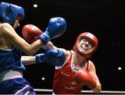 20 November 2015; Elaine Harrison, right, Ardnare Boxing Club, trades punches with Jade Corcoran, Crumlin Boxing Club, during their semi final 54kg bout. IABA Elite Boxing Championships. National Stadium, Dubllin. Picture credit: David Maher / SPORTSFILE