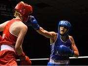 20 November 2015; Kayleigh Murrihy- McCormack, left, Kilfenora Boxing Club, trades punches with Shauna O’Keefe, Clonmel Boxing Club, during their semi final 60kg bout. IABA Elite Boxing Championships. National Stadium, Dubllin. Picture credit: David Maher / SPORTSFILE