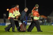 21 November 2015; Nepia Fox-Matamua, Connacht, is stretchered off the pitch during the second half. European Rugby Challenge Cup, Pool 1, Round 2, Connacht v Brive. The Sportsground, Galway. Picture credit: Diarmuid Greene / SPORTSFILE