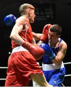 21 November 2015; Gary Cully, left, trades punches with David Oliver Joyce, during their Lightweight bout. IABA Elite Boxing Championships. National Stadium, Dubllin. Picture credit: Ramsey Cardy / SPORTSFILE