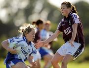 15 August 2009; Ciara McAnespie, Monaghan, in action against Aine Seoighe, Galway. TG4 All-Ireland Ladies Football Senior Championship Quarter-Final, Monaghan v Galway, Ballymahon GAA Club, Ballymahon, Co. Longford. Photo by Sportsfile