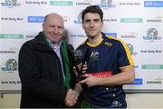 21 November 2015; Ireland's Bernard Brogan is presented as Eirgrid man of the match by Fintan Slye, CEO Eirgrid. Eirgrid Man of the Match at Ireland v Australia - EirGrid International Rules Test 2015. Croke Park, Dublin. Picture credit: Brendan Moran / SPORTSFILE