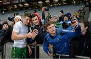 21 November 2015; Darren Hughes, Ireland, poses for a selfie with fans after the game. EirGrid International Rules Test 2015, Ireland v Australia. Croke Park, Dublin. Picture credit: Sam Barnes / SPORTSFILE