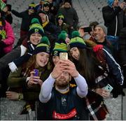 21 November 2015; Aidan O'Shea, Ireland, takes a selfie with a group of fans. EirGrid International Rules Test 2015, Ireland v Australia. Croke Park, Dublin. Picture credit: Sam Barnes / SPORTSFILE