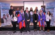 23 November 2015; Awardees, from Co. Galway, pose for a photograph with, from left, Seán Campbell, CEO Foróige, Uachtarán Chumann Lúthchleas Gael Aogán Ó Fearghail, Mary Earley, wife of Dermot Earley Snr, and Professor Pat Dolan, NUI Galway, after being presented with their module one cert. for the Dermot Earley Youth Leadership Initiative. Dermot Earley Youth Leadership Initiative. Croke Park. Picture credit: Sam Barnes / SPORTSFILE