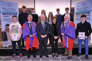 21 November 2015; Awardees, from Co. Kildare, pose for a photograph with, from left, Seán Campbell, CEO Foróige,  Uachtarán Chumann Lúthchleas Gael Aogán Ó Fearghail, Mary Earley, wife of Dermot Earley Snr, and Professor Pat Dolan, NUI Galway, after being presented with their module one cert. for the Dermot Earley Youth Leadership Initiative. Dermot Earley Youth Leadership Initiative. Croke Park. Picture credit: Sam Barnes / SPORTSFILE