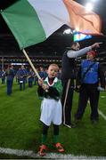 21 November 2015; TJ Fox, from Co. Monaghan, lining out as an EirGrid flag bearer ahead of the EirGrid International Rules Test 2015 in Croke Park. EirGrid International Rules Test 2015, Ireland v Australia. Croke Park, Dublin. Photo by Sportsfile