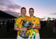 22 November 2015; Victorious brothers Denis and Daniel Daly, South Kerry, with the Bishop Moynihan Cup. Kerry County Senior Football Championship Final Replay, South Kerry v Killarney Legion. Fitzgerald Stadium, Killarney, Co. Kerry. Picture credit: Stephen McCarthy / SPORTSFILE