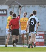 22 November 2015; Bryan Sheehan, South Kerry, receives a black card from referee Paul Hayes. Kerry County Senior Football Championship Final Replay, South Kerry v Killarney Legion. Fitzgerald Stadium, Killarney, Co. Kerry. Picture credit: Stephen McCarthy / SPORTSFILE
