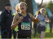 22 November 2015; Nadia Power, Templeogue A.C., finishes second in the Under 18 girl's event. GloHealth National Cross Country Championships, Santry Demesne, Dublin. Picture credit: Cody Glenn / SPORTSFILE