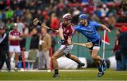 22 November 2015; Johnny Coen, Galway, in action against Chris Crummey, Dublin. AIG Fenway Hurling Classic, Dublin v Galway. Fenway Park, Boston, MA, USA. Picture credit: Ray McManus / SPORTSFILE