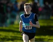 22 November 2015; Eoin Redmond, Riverstick/Kinsale A.C., on his way to winning the Under 14 Boy's event. GloHealth National Cross Country Championships, Santry Demesne, Dublin. Picture credit: Cody Glenn / SPORTSFILE