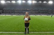 21 November 2015; Neasa Ni Bhriain, who presented the official match ball to the referee's before the game. EirGrid International Rules Test 2015, Ireland v Australia. Croke Park, Dublin. Picture credit: Brendan Moran / SPORTSFILE