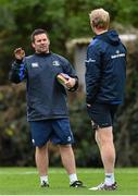 23 November 2015; Leinster scrum coach John Fogarty, left, speaks with head coach Leo Cullen during squad training. Leinster Rugby Squad Training. Rosemount, UCD, Belfield, Dublin. Picture credit: Ramsey Cardy / SPORTSFILE