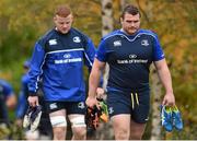 23 November 2015; Leinster's Jack McGrath, right, and Peadar Timmins arrive for squad training. Leinster Rugby Squad Training. Rosemount, UCD, Belfield, Dublin. Picture credit: Ramsey Cardy / SPORTSFILE