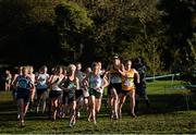 22 November 2015; Lizzie Lee, Leevale A.C., second from right, leads the pack on her way to finishing second in the Senior Women's event. GloHealth National Cross Country Championships, Santry Demesne, Dublin. Picture credit: Cody Glenn / SPORTSFILE