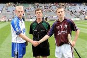 16 August 2009; Referee Tony Caroll with Waterford captain Martin O'Neill and Galway captain Richie Cummins. ESB GAA Hurling All-Ireland Minor Championship Semi-Final, Waterford v Galway, Croke Park, Dublin. Picture credit: Stephen McCarthy / SPORTSFILE