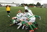 16 August 2009; Listowel, Co. Kerry players celebrate at the end of the game after winning the Soccer Girls Under 15 Final against Douglas Hyde, Roscommon. HSE Community Games National Finals, Institute of Technology, Athlone, Co. Westmeath. Photo by Sportsfile