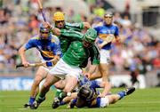 16 August 2009; Andrew O'Shaughnessy, Limerick, in action against Paddy Stepleton, left, and Paul Curran, Tipperary. GAA Hurling All-Ireland Senior Championship Semi-Final, Tipperary v Limerick, Croke Park, Dublin. Picture credit: Pat Murphy / SPORTSFILE