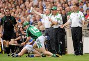 16 August 2009; Limerick manager Justin McCarthy with selectors Liam Garvey, left, and Brian Ryan react during the game. GAA Hurling All-Ireland Senior Championship Semi-Final, Tipperary v Limerick, Croke Park, Dublin. Picture credit: Stephen McCarthy / SPORTSFILE
