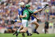 16 August 2009; Andrew O'Shaughnessy, Limerick, in action against Brendan Mzaher, left, and Paddy Stapleton, Tipperary. GAA Hurling All-Ireland Senior Championship Semi-Final, Tipperary v Limerick, Croke Park, Dublin. Picture credit: Ray McManus / SPORTSFILE